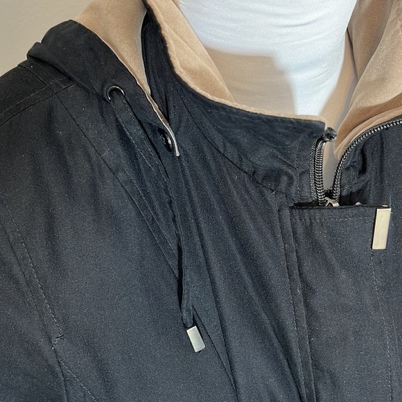 London Fog zip & button jacket removable hood lined pockets adjustable waist S - Picture 2 of 16